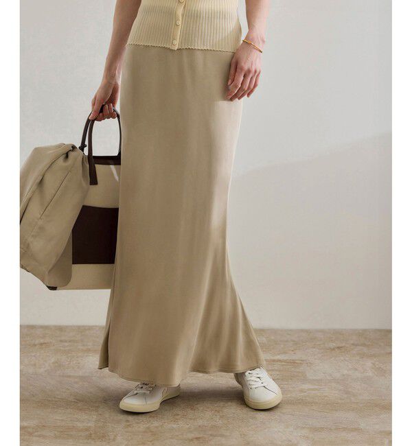 ROPE「【WEB・一部店舗限定】フィブリルサテンマーメイドスカート【セットアップ対応】/洗える」|スカート|