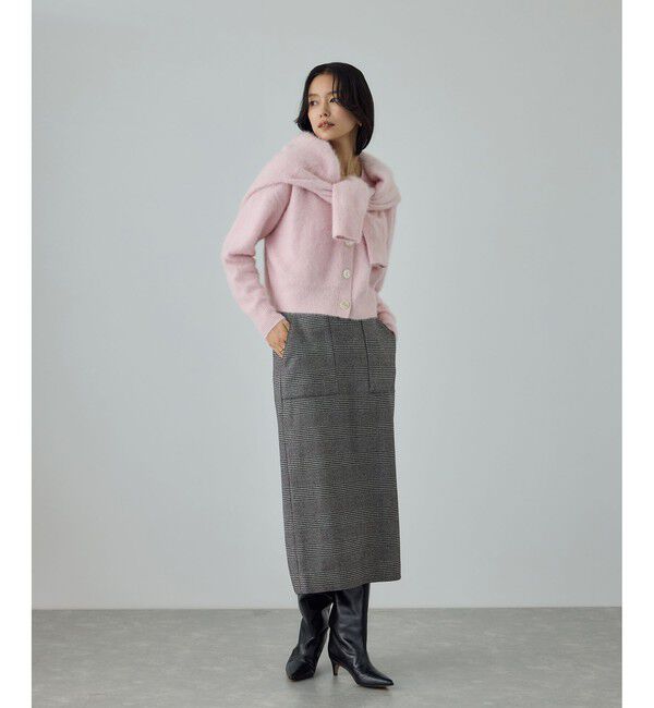 ROPE「[美人スカート]ウールレーヨンポケット付きタイトスカート(ヘリンボーン/グレンチェック)/セットアップ対応」|スカート|