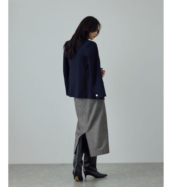 ROPE「[美人スカート]ウールレーヨンポケット付きタイトスカート(ヘリンボーン/グレンチェック)/セットアップ対応」|スカート|