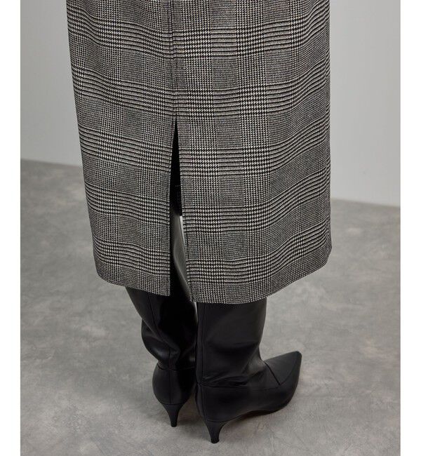 ROPE「[美人スカート]ウールレーヨンポケット付きタイトスカート(ヘリンボーン/グレンチェック)/セットアップ対応」|スカート|