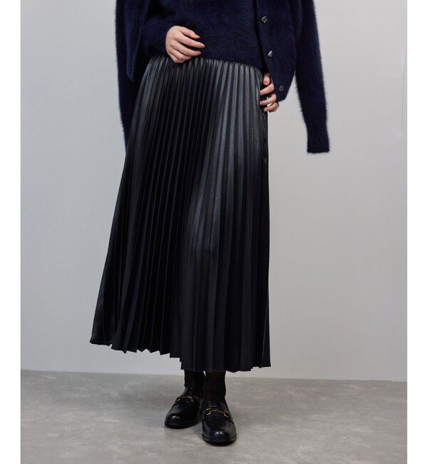 ROPE「シャイニープリーツスカート/イージーケア」|スカート|ブラック(01)