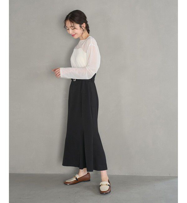 VIS「【防シワ】パウダリーツイルマーメイドスカート」|スカート|