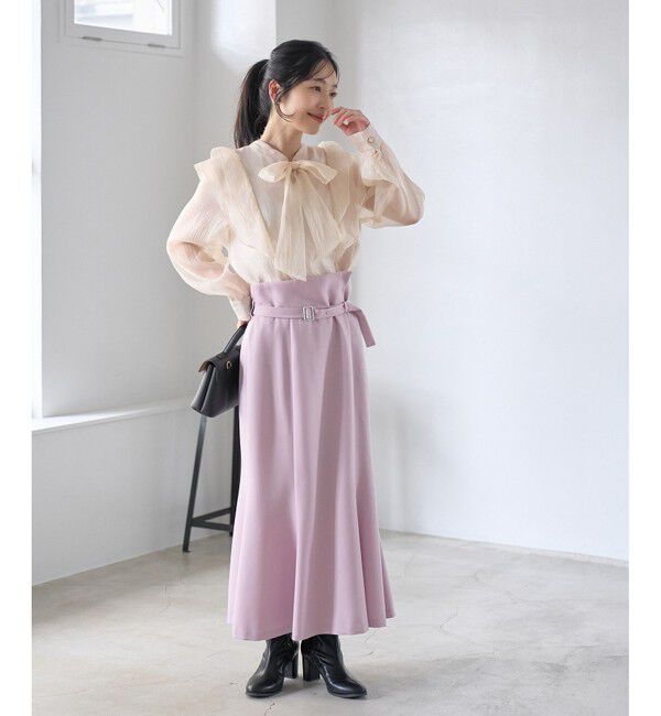 VIS「【防シワ】パウダリーツイルマーメイドスカート」|スカート|