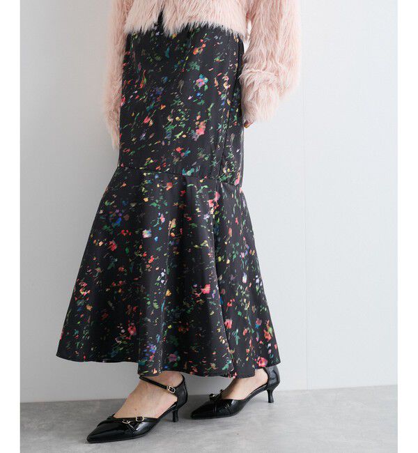 VIS「【洗える】ボカシフラワーアート柄マーメイドスカート」|スカート|