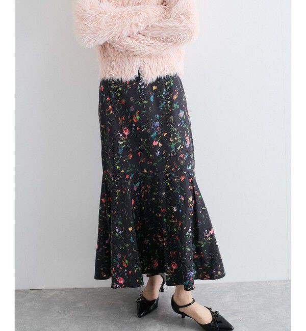 VIS「【洗える】ボカシフラワーアート柄マーメイドスカート」|スカート|