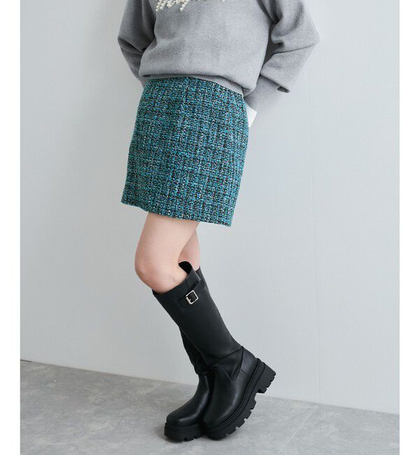 VIS「【洗える】ラメツイード&千鳥柄ミニスカート」|スカート|