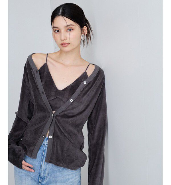 VIS「【Miller】VIS別注モデルベロアボタンアップカーディガン【洗える】」|カーディガン|