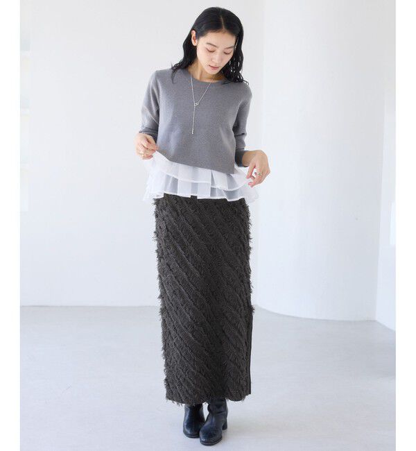 VIS「フリンジニットナロースカート」|スカート|