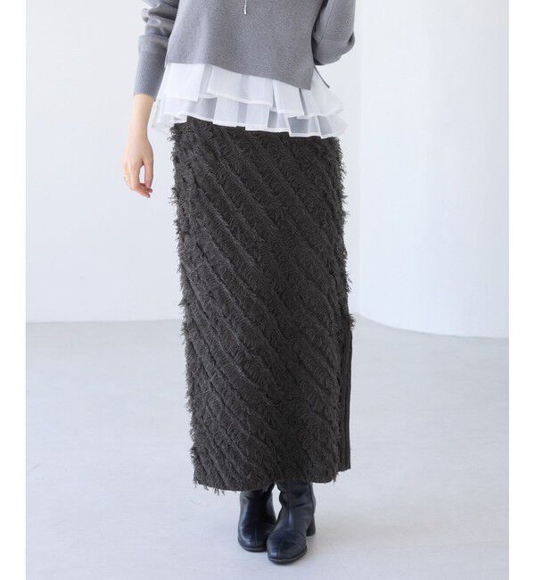VIS「フリンジニットナロースカート」|スカート|