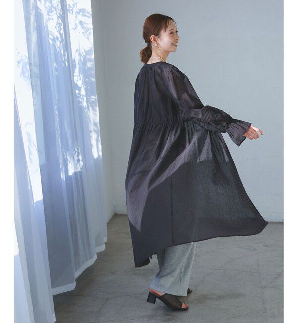 Rope&rsquo;Picnic「【接触冷感・通気性】お着軽シャツシリーズ/綿ボイルガウンワンピース」|ワンピース|