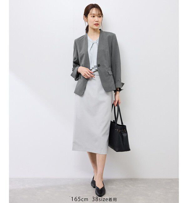 Rope&rsquo;Picnic「【UV対応】【リネンライク・シリーズ】ノーラペルジャケット/通勤・セットアップ対応」|ノーカラージャケット|