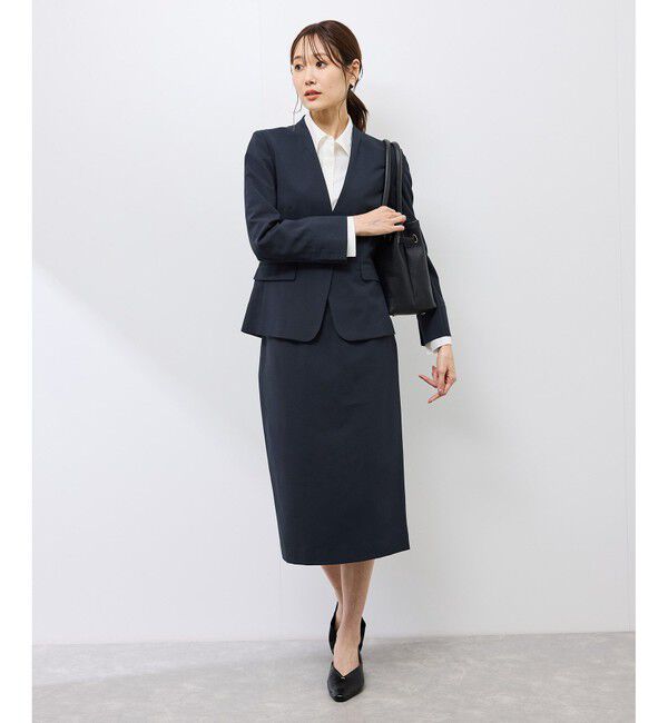 Rope&rsquo;Picnic「【UV対応】【リネンライク・シリーズ】ノーラペルジャケット/通勤・セットアップ対応」|ノーカラージャケット|