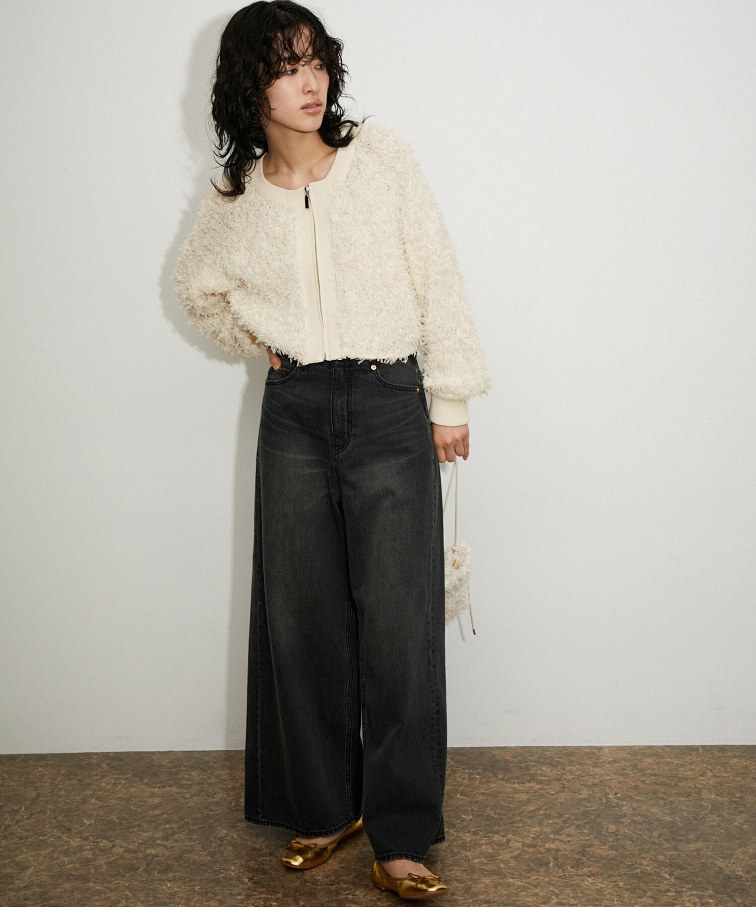 ADAM ET ROPE'「フリンジニットブルゾン」|カーディガン|