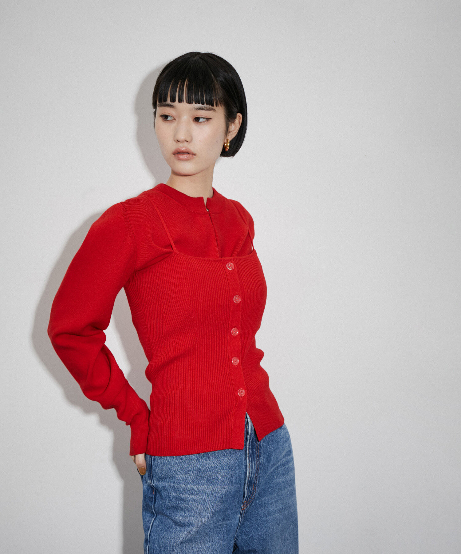 ADAM ET ROPE'「〈SETアイテム〉キャミソールセットクロップドカーディガン」|カーディガン|