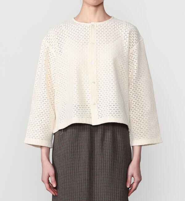  「INDIA INDUSTRY | ラティスレース シャツカーディガン WOMEN」|カーディガン|