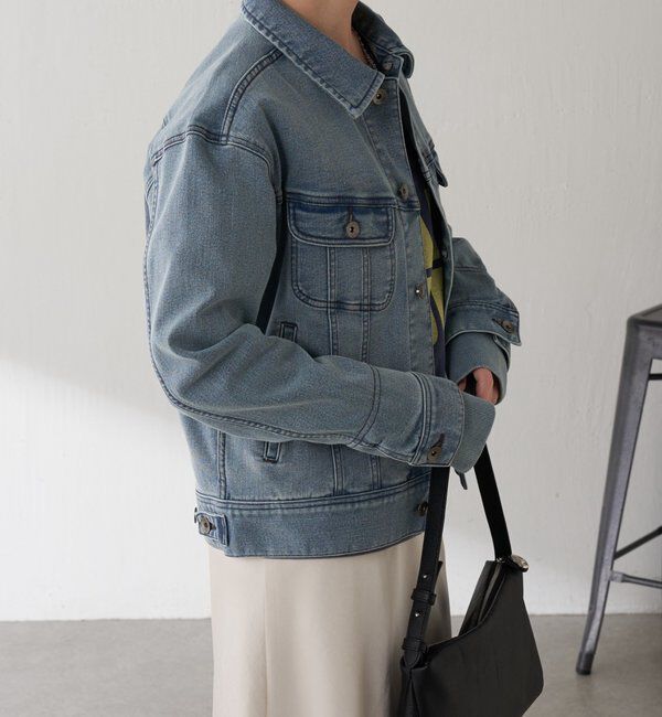  「Q.anos ストレッチリブデニムジャケット」|デニムジャケット|