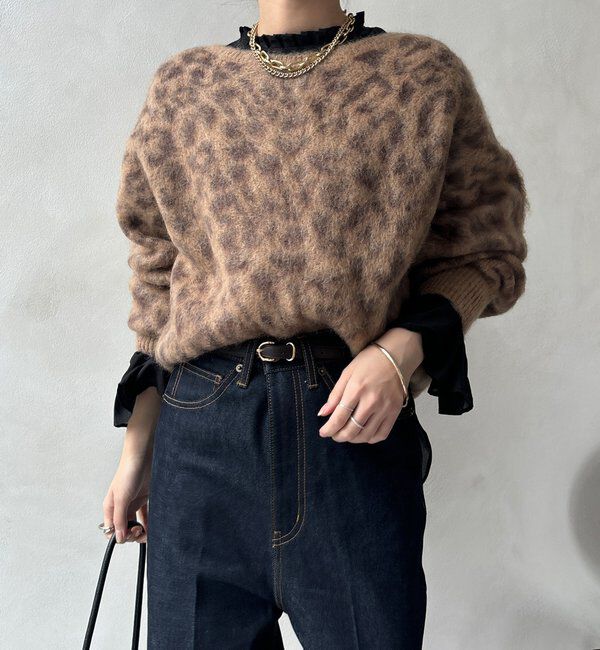  「レオパード柄起毛ニット」|ニット・セーター|