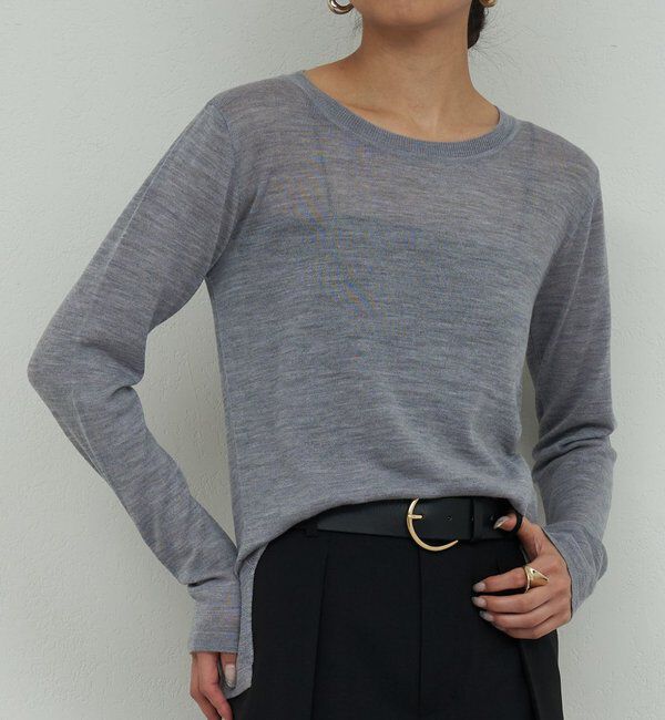  「【HERITANOVUM】ライトウールクルーニット」|ニット・セーター|グレー