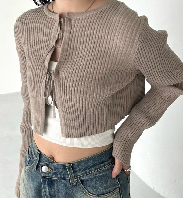  「【5色展開】ラメリボンカーディガン」|カーディガン|