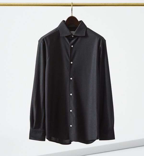 ABAHOUSE「【ON/OFF兼用】トリコット サッカー 長袖シャツ」|シャツ・ブラウス|ブラック