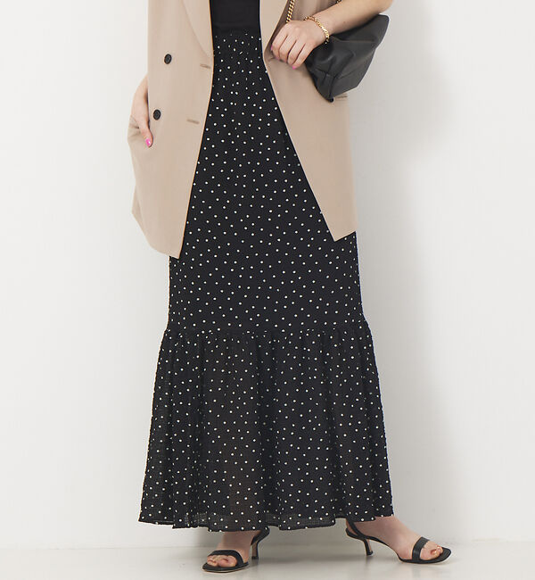 Rouge vif「サッカードットティアードスカート」|スカート|ブラック