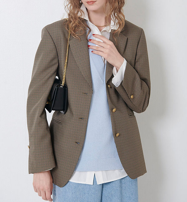 Rouge vif「チェックビックジャケット」|テーラードジャケット|ブラウン