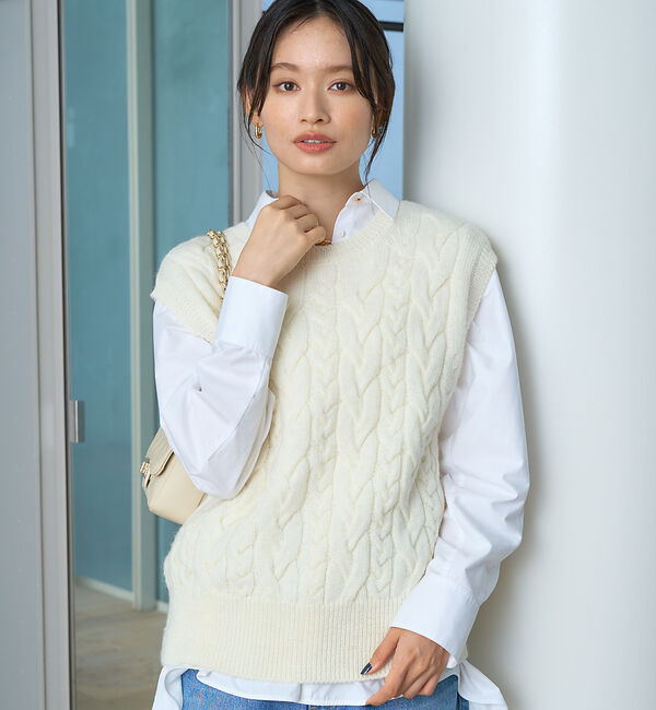 Rouge vif「ケーブルニット2WAYベスト」|ニット・セーター|