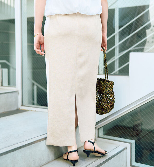 Rouge vif「【接触冷感/UVカット/防しわ】リネンライクストレッチピンタックタイトスカート」|スカート|