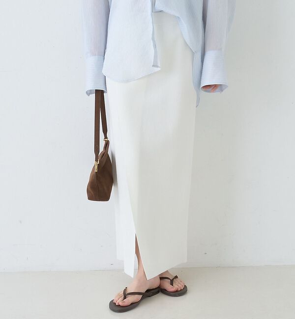 Rouge vif「【セットアップ対応】ミラノリブニットスリットラップスカート【予約】」|スカート|オフホワイト