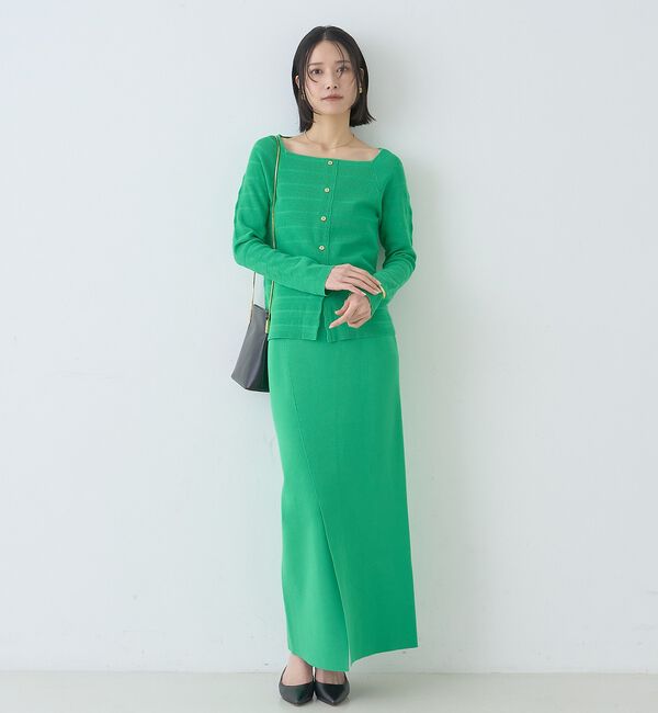 Rouge vif「【セットアップ対応】ミラノリブニットスリットラップスカート【予約】」|スカート|