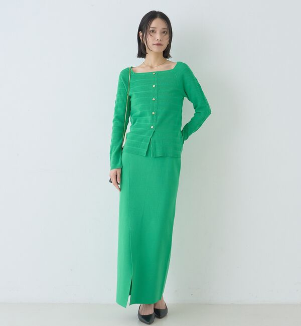 Rouge vif「【セットアップ対応】ミラノリブニットスリットラップスカート【予約】」|スカート|