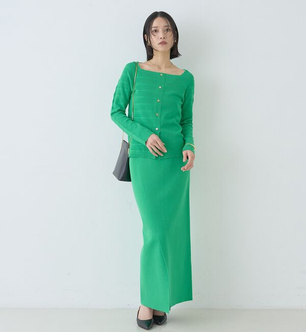 Rouge vif「【セットアップ対応】ミラノリブニットスリットラップスカート【予約】」|スカート|