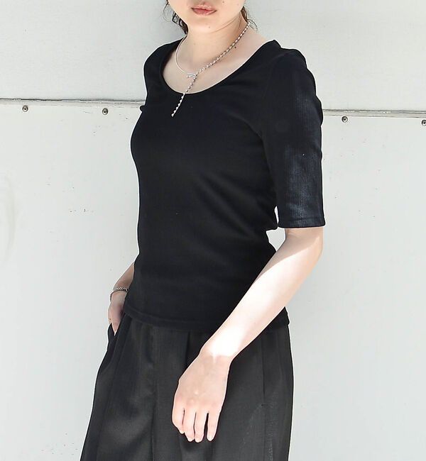 qualite「ランダムテレコTシャツ」|Tシャツ・カットソー|ブラック