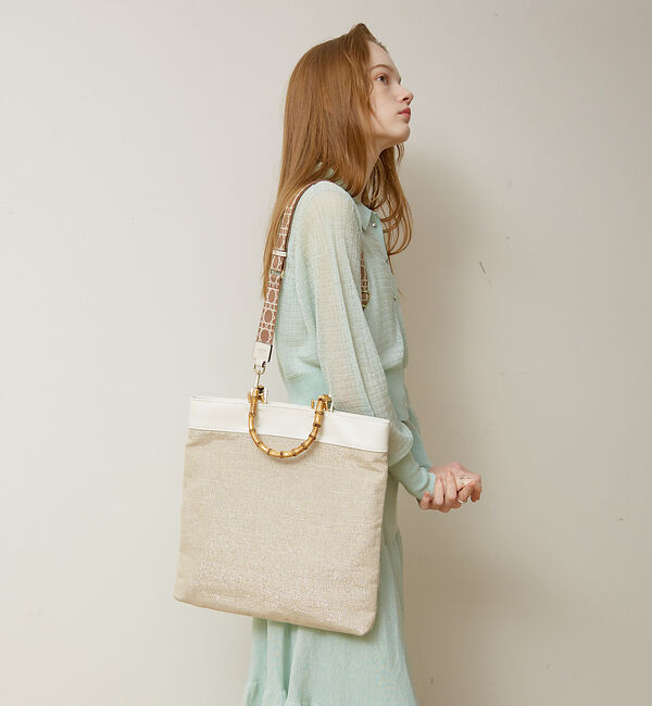 LOWELL things「バンブーハンドルファブリックトートバッグ」|トートバッグ|