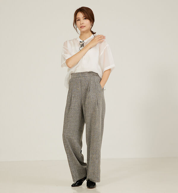 abahouse mavie「【大人気半袖ジャケットにセットアップ対応！】リネンライクタックワイドパンツ/WE」|その他|