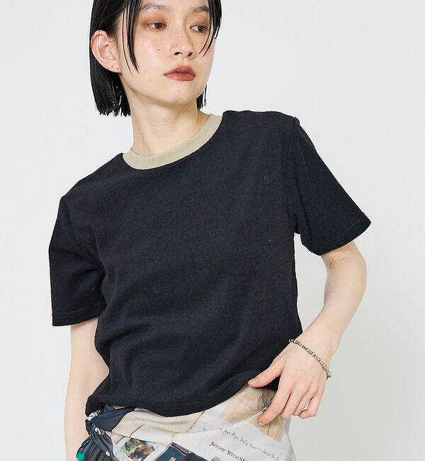 NOMINE「袖 パイル Tシャツ【予約】」|Tシャツ・カットソー|ブラック