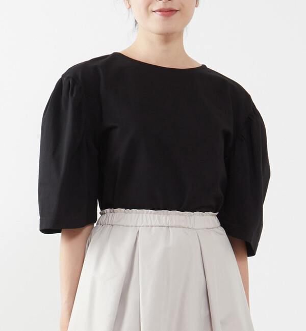 TIARA「パフギャザースリーブカットソー」|Tシャツ・カットソー|ブラック