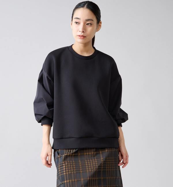 TIARA「タフタスリーブスウェットプルオーバー」|Tシャツ・カットソー|ブラック