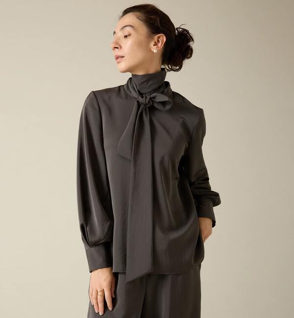 Liesse「ボウタイブラウス（セットアップ対応）」|シャツ・ブラウス|チャコール