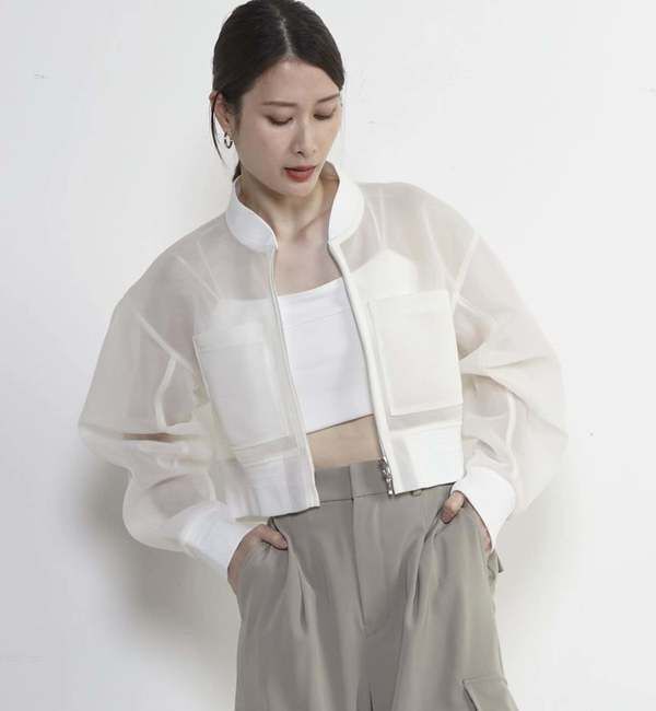 SOFFITTO「シアーショート丈MA-1」|ブルゾン・スタジャン|オフホワイト