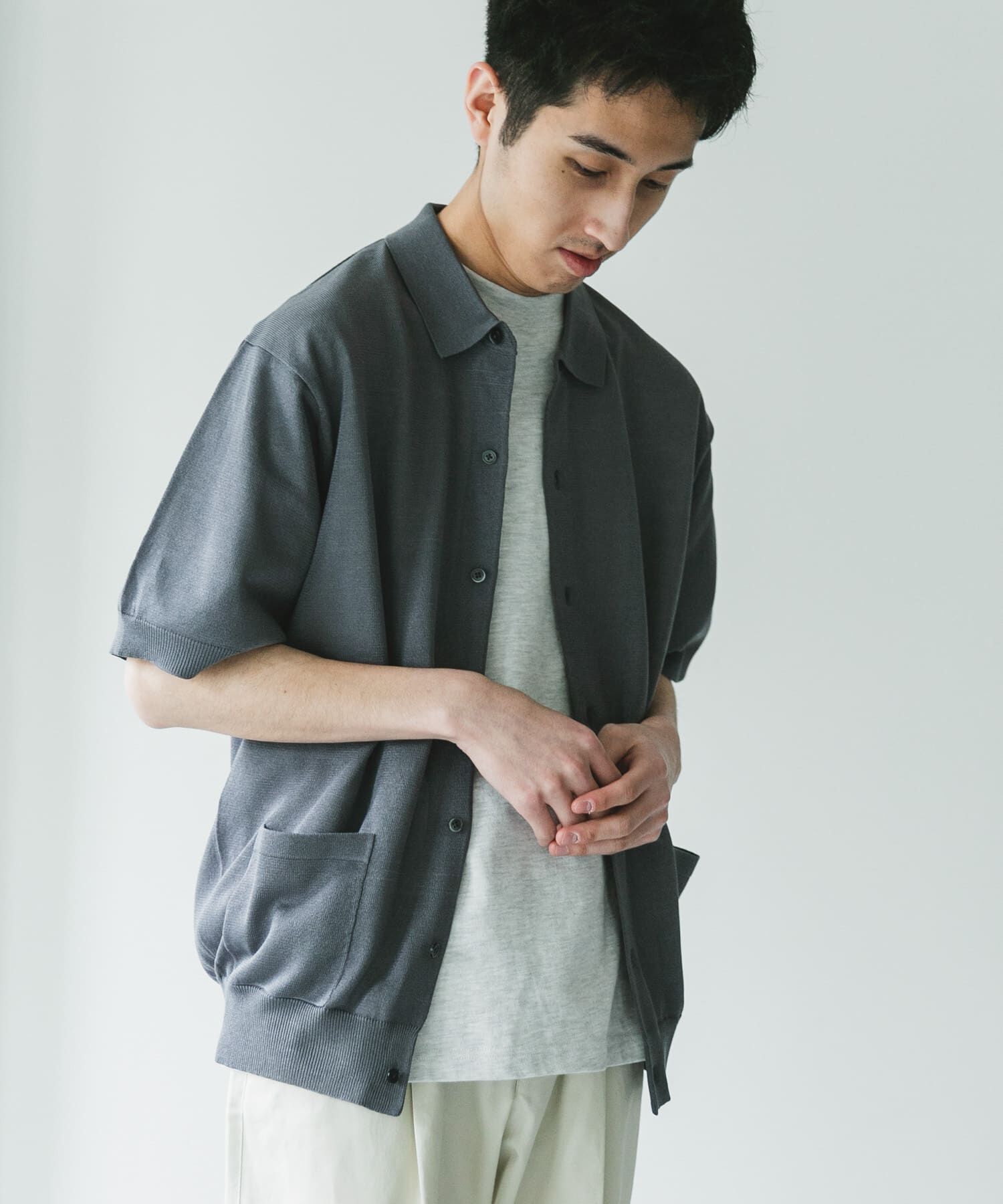 URBAN RESEARCH DOORS「リネンライクショートスリーブシャツカーディガン」|カーディガン|