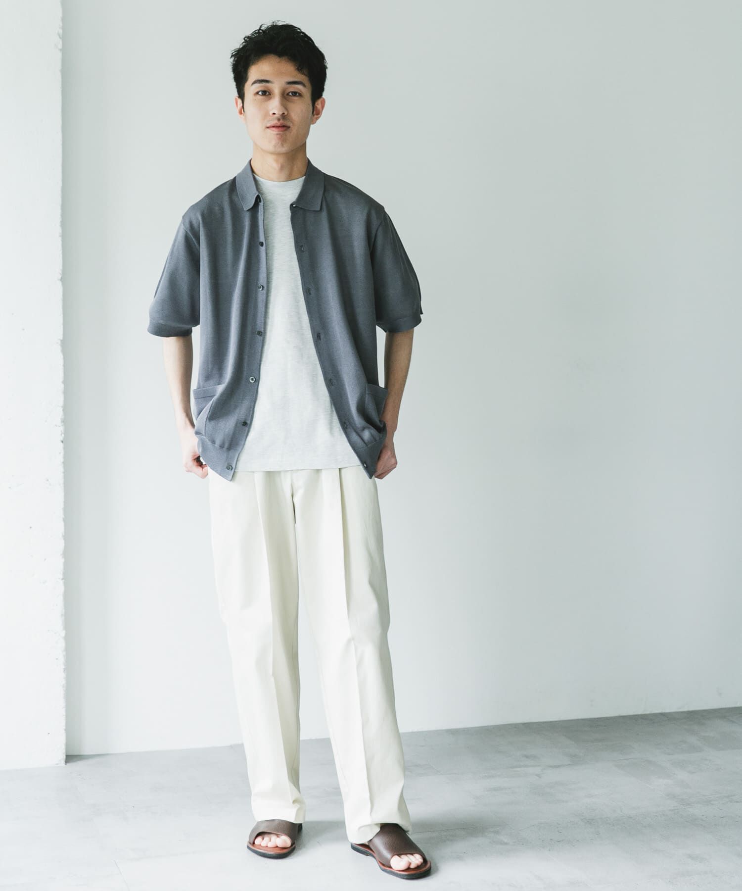 URBAN RESEARCH DOORS「リネンライクショートスリーブシャツカーディガン」|カーディガン|