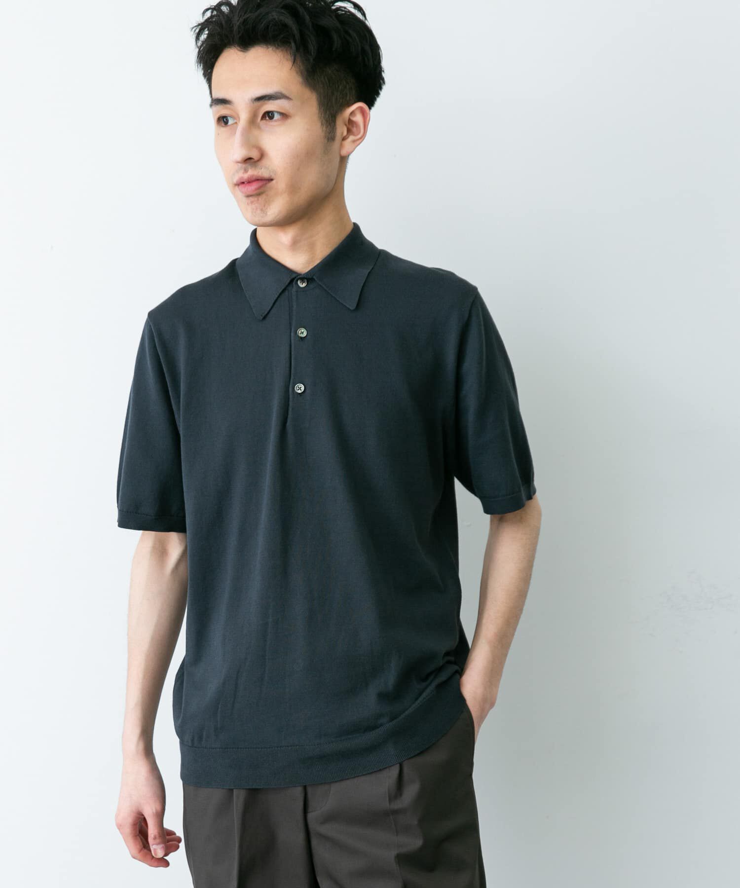 URBAN RESEARCH DOORS「『UR TECH ひやサラクール』『接触冷感/UVカット』 ニットポロシャツ」|シャツ・ブラウス|