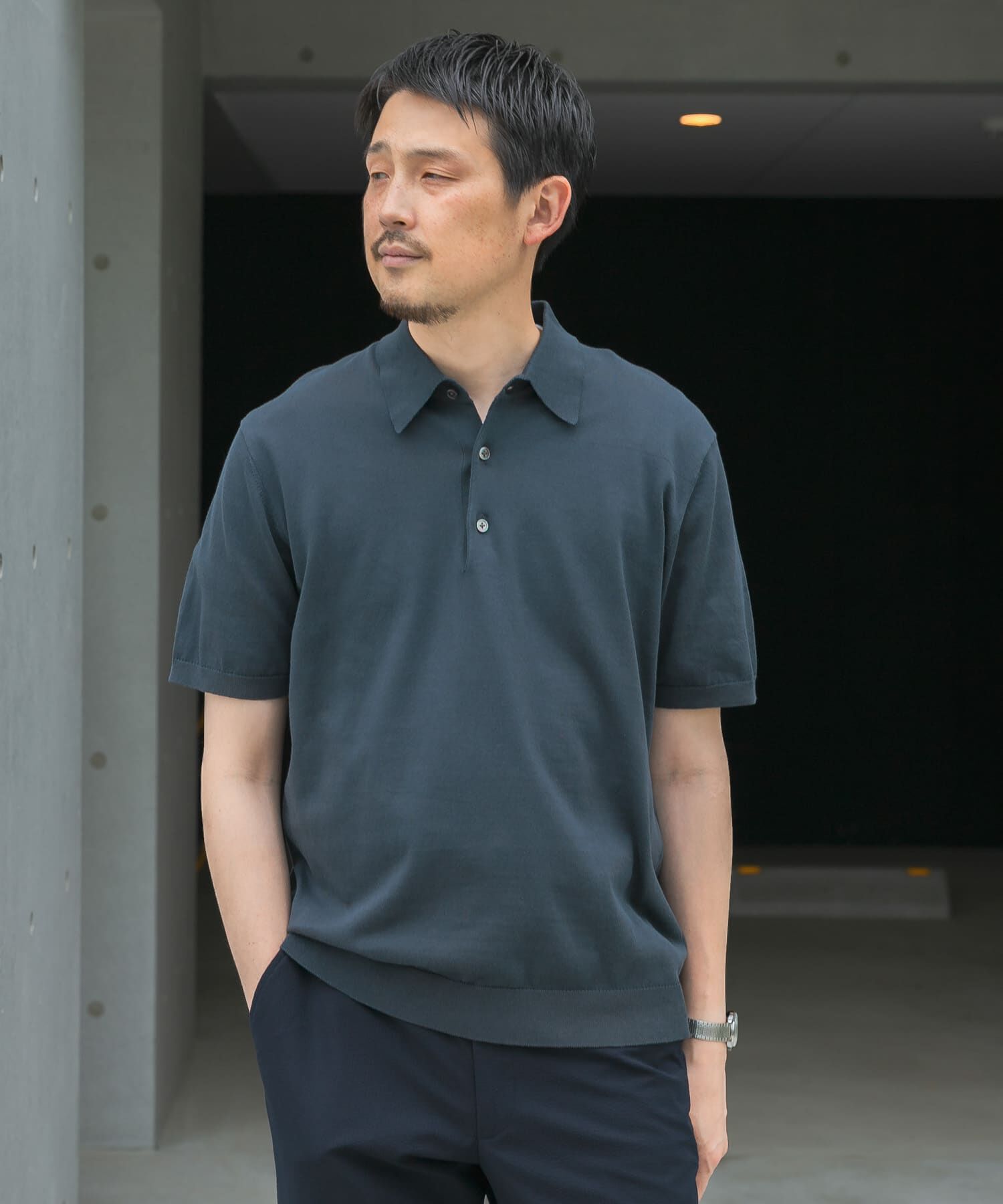 URBAN RESEARCH DOORS「『UR TECH ひやサラクール』『接触冷感/UVカット』 ニットポロシャツ」|シャツ・ブラウス|