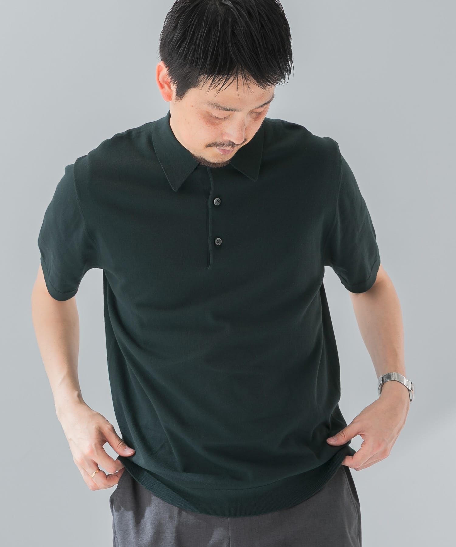 URBAN RESEARCH DOORS「『UR TECH ひやサラクール』『接触冷感/UVカット』 ニットポロシャツ」|シャツ・ブラウス|