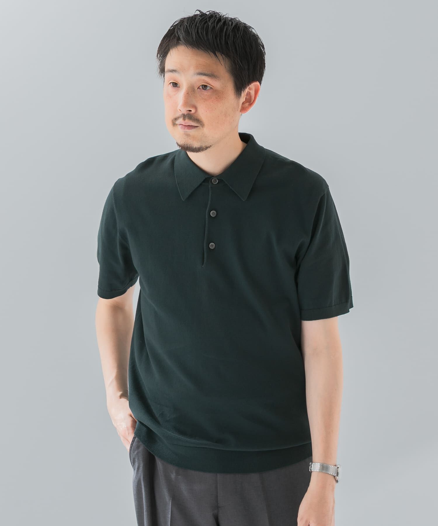 URBAN RESEARCH DOORS「『UR TECH ひやサラクール』『接触冷感/UVカット』 ニットポロシャツ」|シャツ・ブラウス|