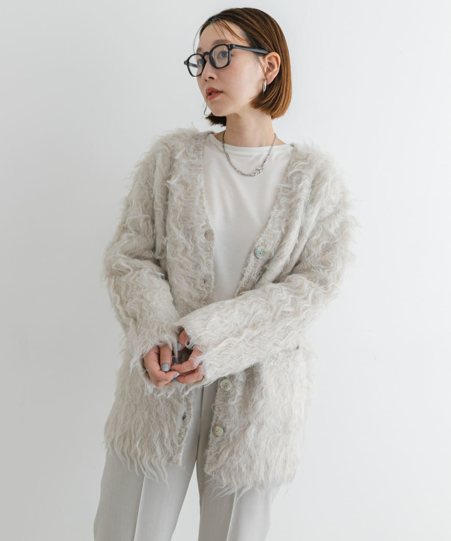 URBAN RESEARCH ROSSO「F by ROSSO　シープドッグシャギーカーディガン」|カーディガン|