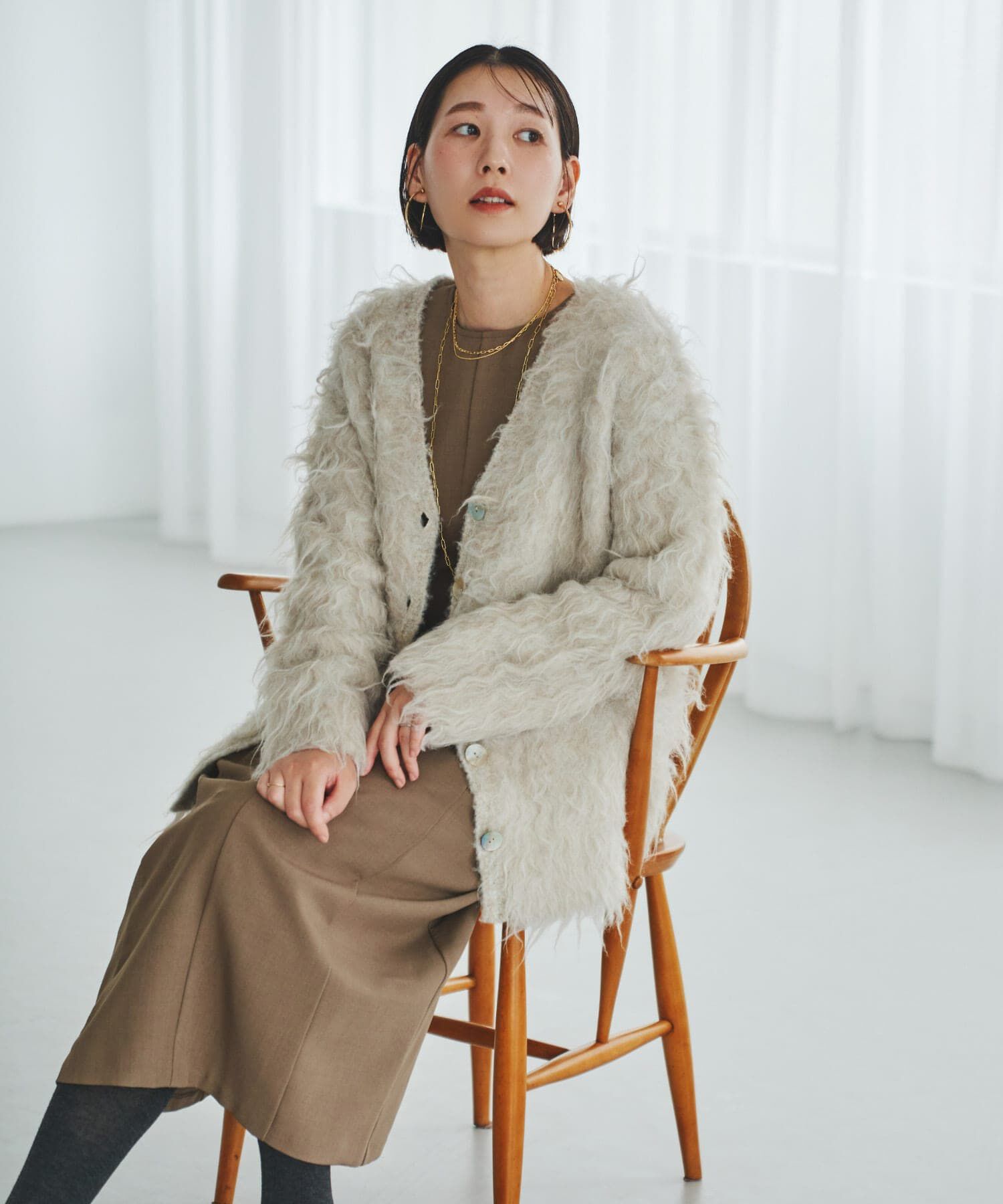 URBAN RESEARCH ROSSO「F by ROSSO　シープドッグシャギーカーディガン」|カーディガン|