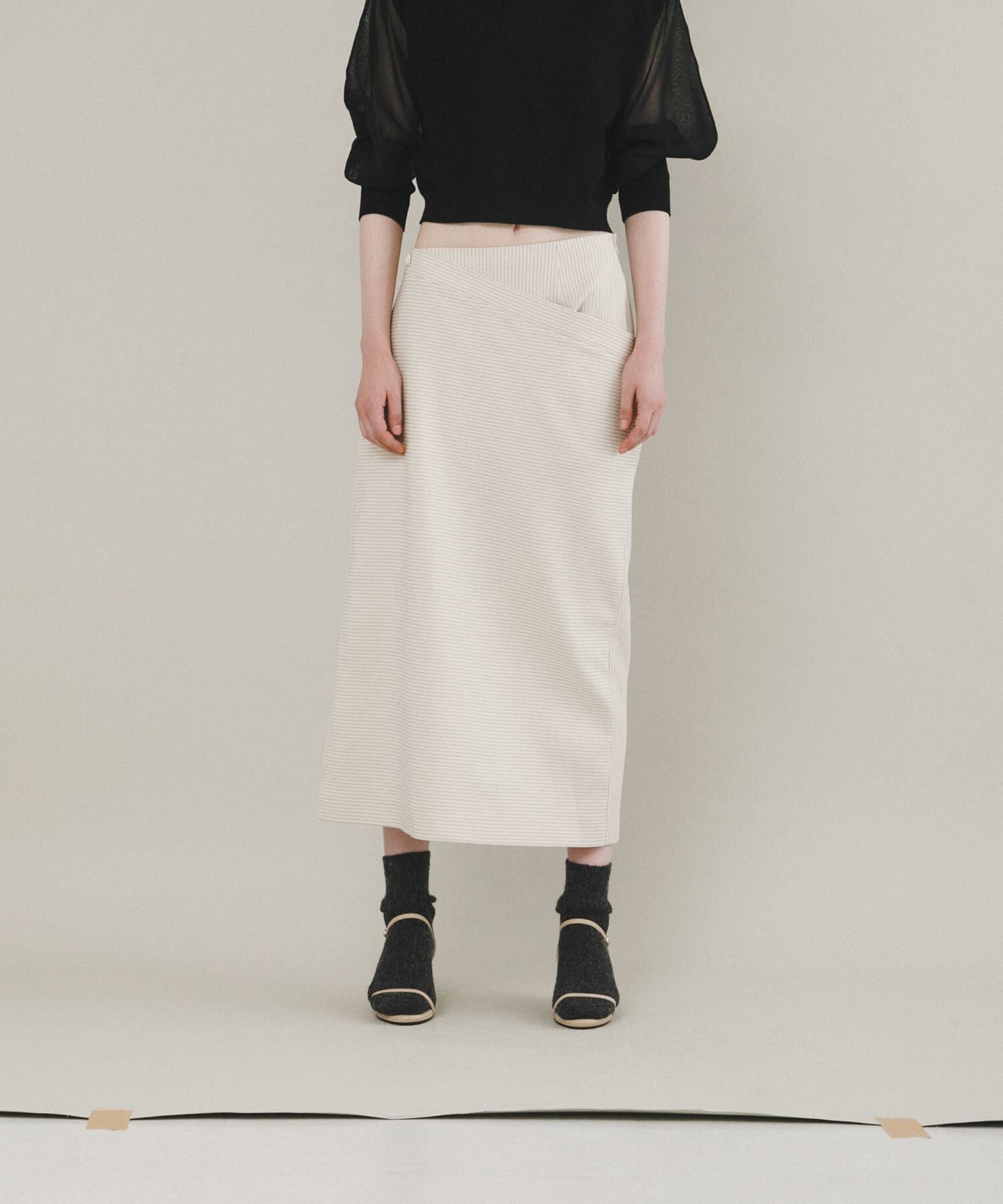 LAATO「stripe midi skirt」|スカート|オフホワイト