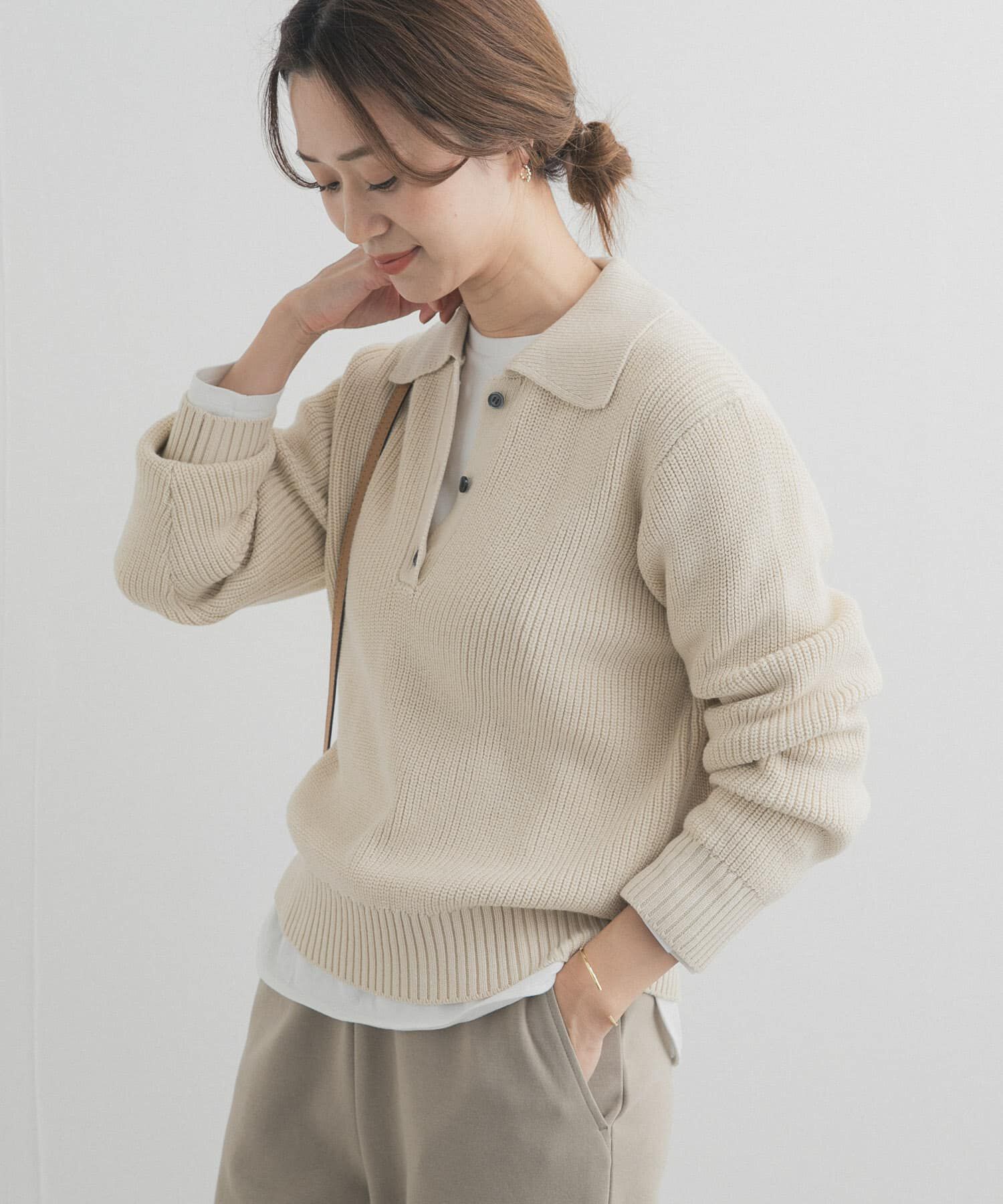URBAN RESEARCH DOORS「衿付き畦ニット」|ニット・セーター|
